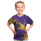 Personalised Melbourne Storm Rugby Kid T Shirt Superhero Purple Storm Mascot - Sporty Splash Art Style