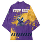 Personalised Melbourne Storm Rugby Kimono Superhero Purple Storm Mascot - Sporty Splash Art Style