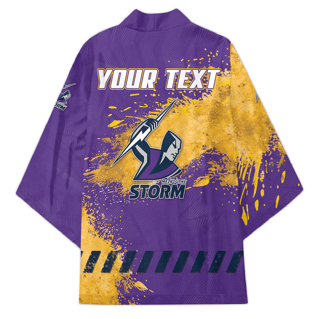 Personalised Melbourne Storm Rugby Kimono Superhero Purple Storm Mascot - Sporty Splash Art Style