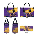 Personalised Melbourne Storm Rugby Leather Bag Superhero Purple Storm Mascot - Sporty Splash Art Style