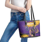 Personalised Melbourne Storm Rugby Leather Tote Bag Superhero Purple Storm Mascot - Sporty Splash Art Style