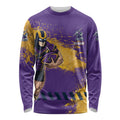 Personalised Melbourne Storm Rugby Long Sleeve Shirt Superhero Purple Storm Mascot - Sporty Splash Art Style