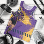 Personalised Melbourne Storm Rugby Men Tank Top Superhero Purple Storm Mascot - Sporty Splash Art Style