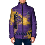 Personalised Melbourne Storm Rugby Padded Jacket Superhero Purple Storm Mascot - Sporty Splash Art Style