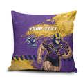 Personalised Melbourne Storm Rugby Pillow Cover Superhero Purple Storm Mascot - Sporty Splash Art Style