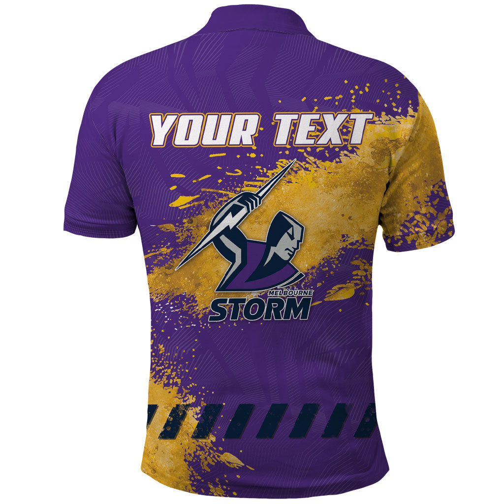 Personalised Melbourne Storm Rugby Polo Shirt Superhero Purple Storm Mascot - Sporty Splash Art Style