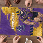 Personalised Melbourne Storm Rugby Puzzle Superhero Purple Storm Mascot - Sporty Splash Art Style
