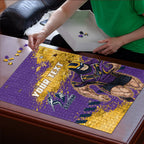 Personalised Melbourne Storm Rugby Puzzle Superhero Purple Storm Mascot - Sporty Splash Art Style