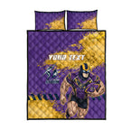 Personalised Melbourne Storm Rugby Quilt Bed Set Superhero Purple Storm Mascot - Sporty Splash Art Style