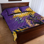 Personalised Melbourne Storm Rugby Quilt Bed Set Superhero Purple Storm Mascot - Sporty Splash Art Style