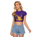 Personalised Melbourne Storm Rugby Raglan Cropped T Shirt Superhero Purple Storm Mascot - Sporty Splash Art Style