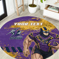 Personalised Melbourne Storm Rugby Round Carpet Superhero Purple Storm Mascot - Sporty Splash Art Style