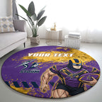 Personalised Melbourne Storm Rugby Round Carpet Superhero Purple Storm Mascot - Sporty Splash Art Style