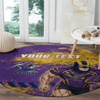 Personalised Melbourne Storm Rugby Round Carpet Superhero Purple Storm Mascot - Sporty Splash Art Style