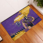Personalised Melbourne Storm Rugby Rubber Doormat Superhero Purple Storm Mascot - Sporty Splash Art Style