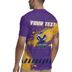 Personalised Melbourne Storm Rugby Rugby Jersey Superhero Purple Storm Mascot - Sporty Splash Art Style