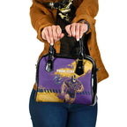 Personalised Melbourne Storm Rugby Shoulder Handbag Superhero Purple Storm Mascot - Sporty Splash Art Style