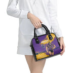 Personalised Melbourne Storm Rugby Shoulder Handbag Superhero Purple Storm Mascot - Sporty Splash Art Style