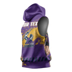 Personalised Melbourne Storm Rugby Sleeveless Hoodie Superhero Purple Storm Mascot - Sporty Splash Art Style