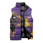 Personalised Melbourne Storm Rugby Sleeveless Puffer Jacket Superhero Purple Storm Mascot - Sporty Splash Art Style