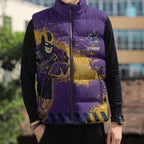Personalised Melbourne Storm Rugby Sleeveless Puffer Jacket Superhero Purple Storm Mascot - Sporty Splash Art Style
