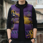 Personalised Melbourne Storm Rugby Sleeveless Puffer Jacket Superhero Purple Storm Mascot - Sporty Splash Art Style