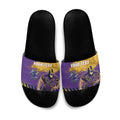 Personalised Melbourne Storm Rugby Slide Sandals Superhero Purple Storm Mascot - Sporty Splash Art Style