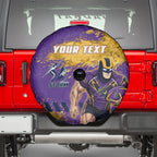 Personalised Melbourne Storm Rugby Spare Tire Cover Superhero Purple Storm Mascot - Sporty Splash Art Style