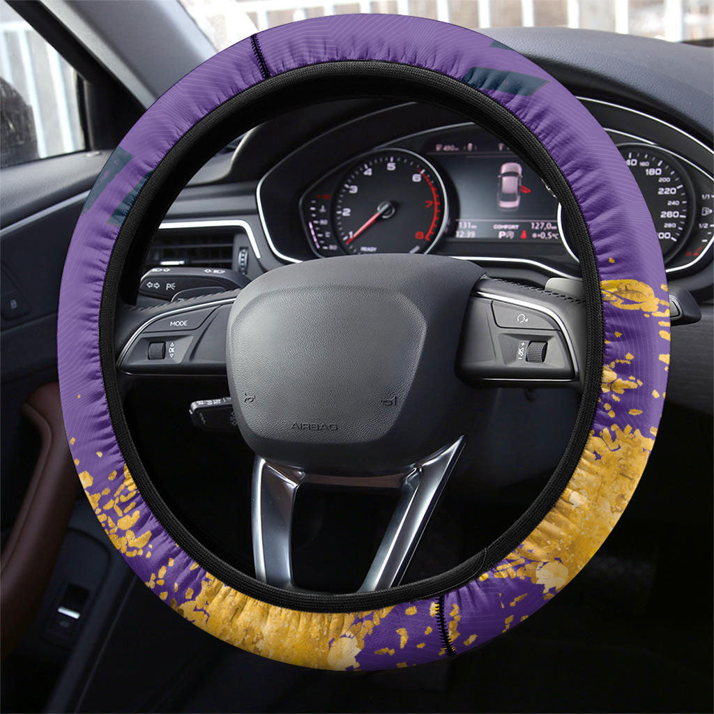 Melbourne Storm Rugby Steering Wheel Cover Superhero Purple Storm Mascot - Sporty Splash Art Style