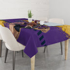 Personalised Melbourne Storm Rugby Tablecloth Superhero Purple Storm Mascot - Sporty Splash Art Style