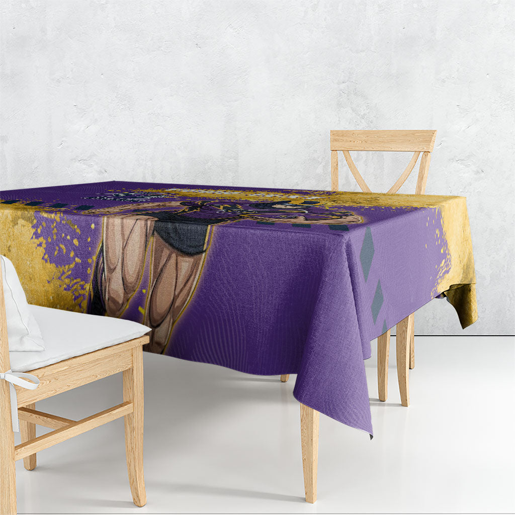 Personalised Melbourne Storm Rugby Tablecloth Superhero Purple Storm Mascot - Sporty Splash Art Style