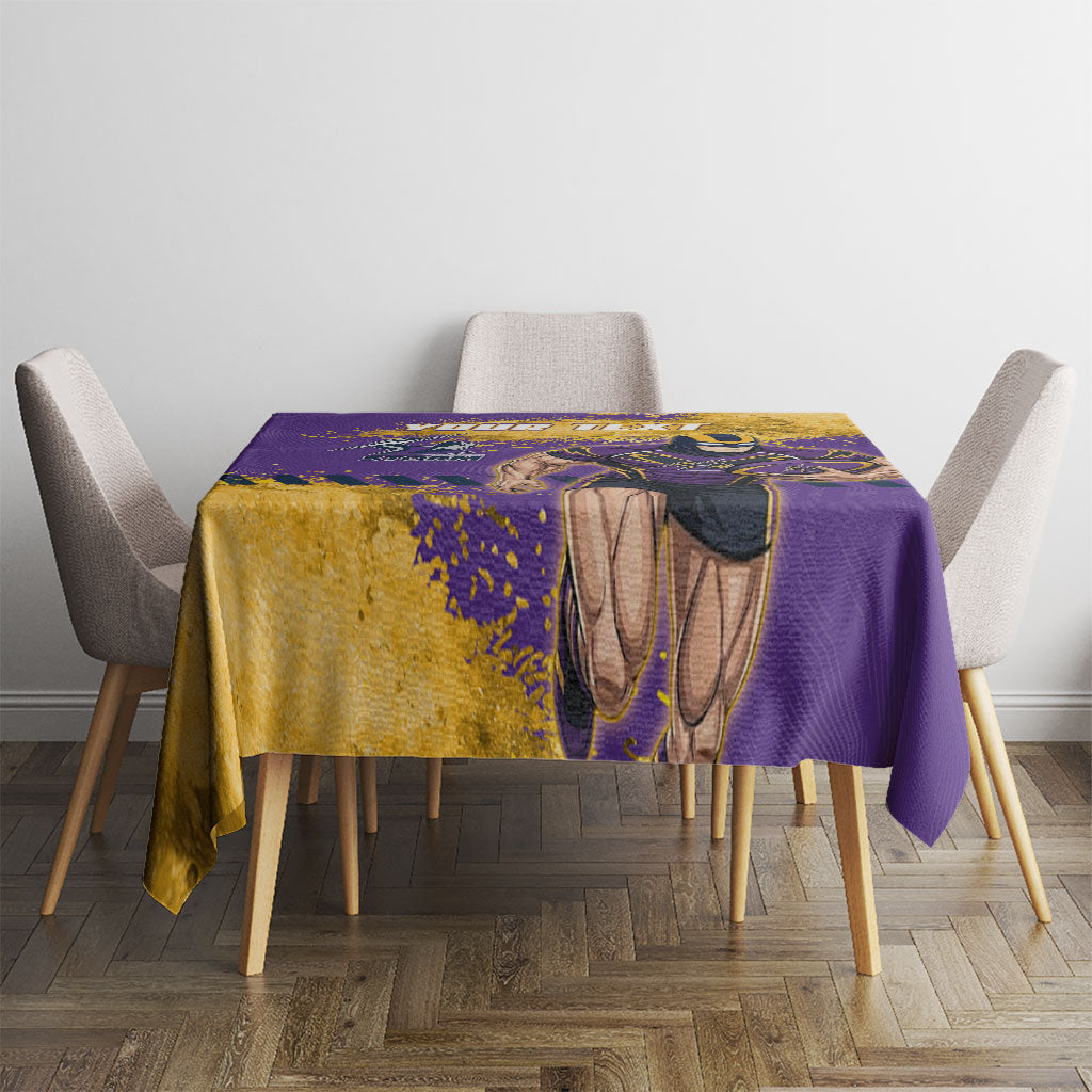 Personalised Melbourne Storm Rugby Tablecloth Superhero Purple Storm Mascot - Sporty Splash Art Style
