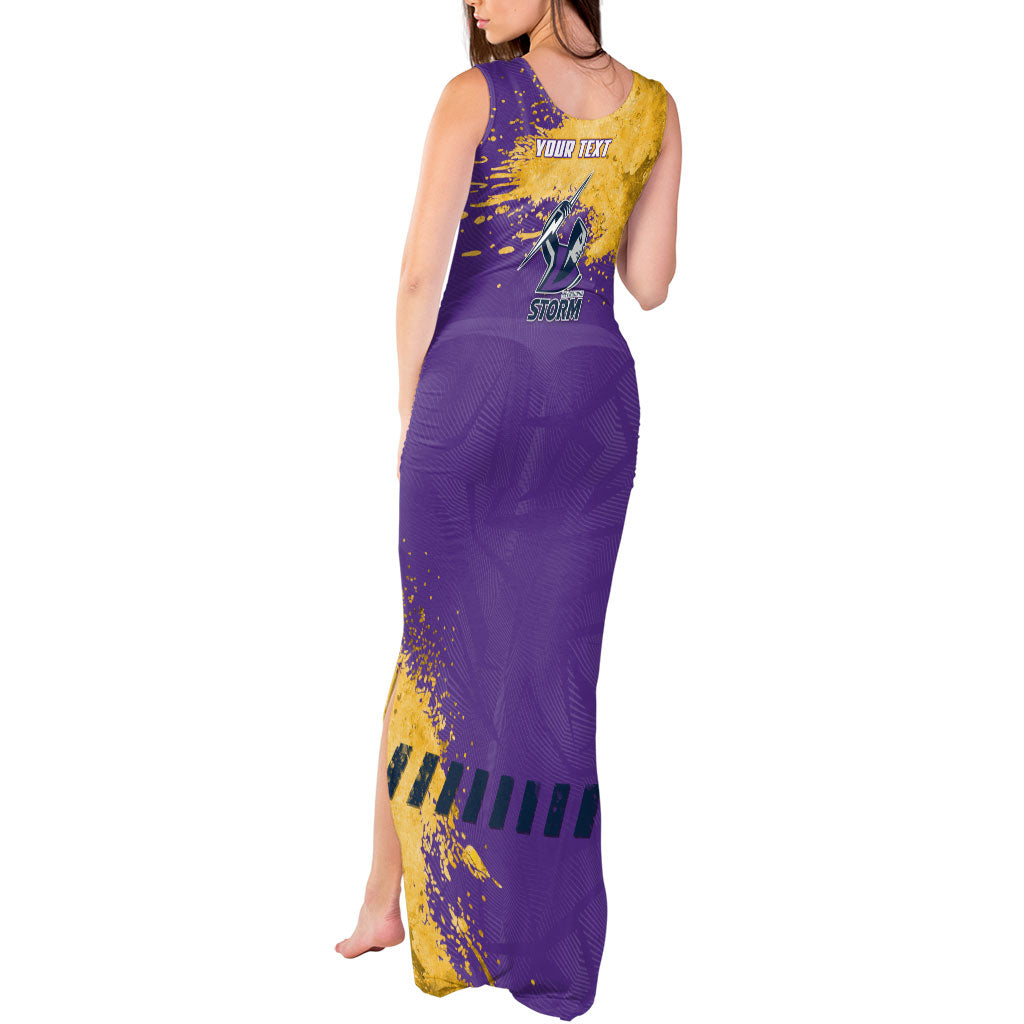 Personalised Melbourne Storm Rugby Tank Maxi Dress Superhero Purple Storm Mascot - Sporty Splash Art Style