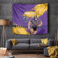 Personalised Melbourne Storm Rugby Tapestry Superhero Purple Storm Mascot - Sporty Splash Art Style