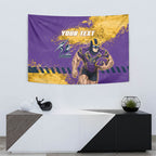 Personalised Melbourne Storm Rugby Tapestry Superhero Purple Storm Mascot - Sporty Splash Art Style