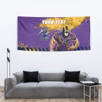 Personalised Melbourne Storm Rugby Tapestry Superhero Purple Storm Mascot - Sporty Splash Art Style