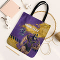 Personalised Melbourne Storm Rugby Tote Bag Superhero Purple Storm Mascot - Sporty Splash Art Style