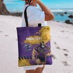 Personalised Melbourne Storm Rugby Tote Bag Superhero Purple Storm Mascot - Sporty Splash Art Style