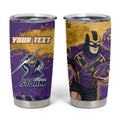 Personalised Melbourne Storm Rugby Tumbler Cup Superhero Purple Storm Mascot - Sporty Splash Art Style