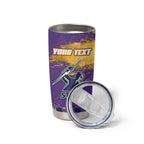 Personalised Melbourne Storm Rugby Tumbler Cup Superhero Purple Storm Mascot - Sporty Splash Art Style