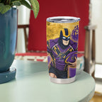 Personalised Melbourne Storm Rugby Tumbler Cup Superhero Purple Storm Mascot - Sporty Splash Art Style