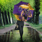 Personalised Melbourne Storm Rugby Umbrella Superhero Purple Storm Mascot - Sporty Splash Art Style