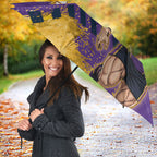 Personalised Melbourne Storm Rugby Umbrella Superhero Purple Storm Mascot - Sporty Splash Art Style