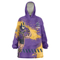 Personalised Melbourne Storm Rugby Wearable Blanket Hoodie Superhero Purple Storm Mascot - Sporty Splash Art Style