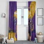 Personalised Melbourne Storm Rugby Window Curtain Superhero Purple Storm Mascot - Sporty Splash Art Style