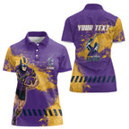 Personalised Melbourne Storm Rugby Women Polo Shirt Superhero Purple Storm Mascot - Sporty Splash Art Style