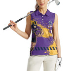 Personalised Melbourne Storm Rugby Women Sleeveless Polo Shirt Superhero Purple Storm Mascot - Sporty Splash Art Style