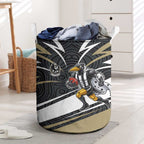 Collingwood Magpies Australian Football Laundry Basket Iconic Bird Mascot With Indigenous Pattern Art