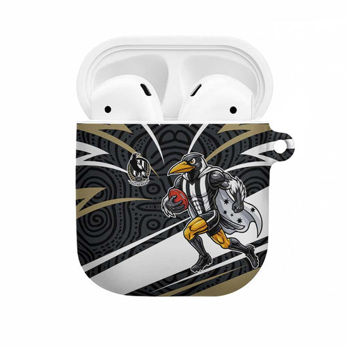 Collingwood Magpies Australian Football AirPods Case Iconic Bird Mascot With Indigenous Pattern Art