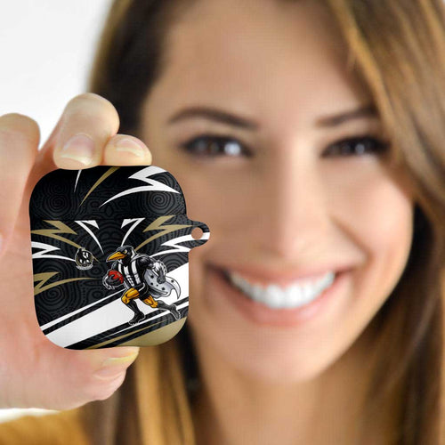 Collingwood Magpies Australian Football AirPods Case Iconic Bird Mascot With Indigenous Pattern Art